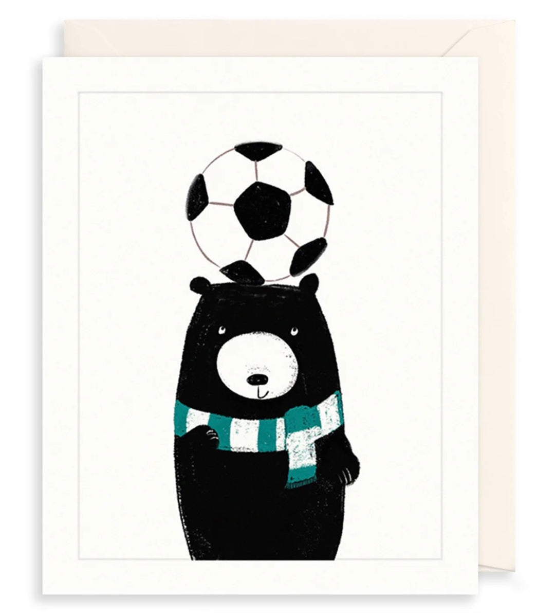 Bear and football themed greeting card by The Art File, featuring colorful design for Cornucopia Home and Gift.