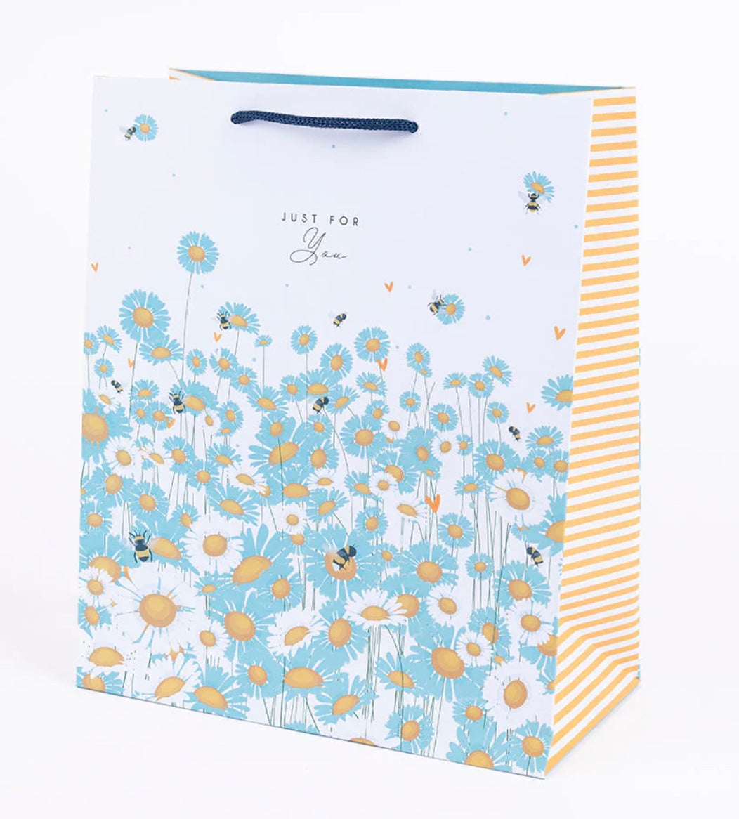 Belly button Daisy portrait gift bag by Cornucopia Home and Gift with floral design and vibrant colors for gift packaging