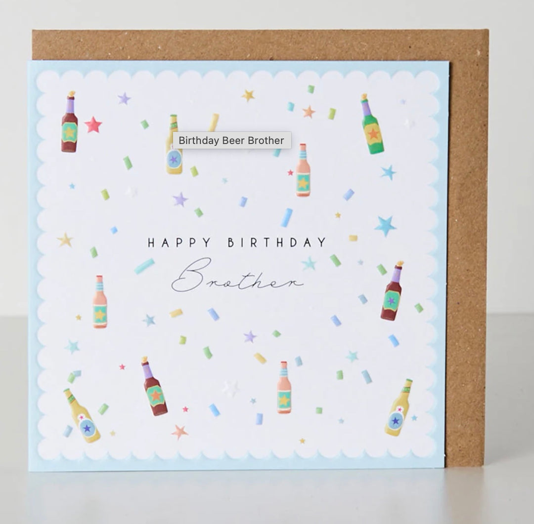 Brother birthday card with a humorous belly button design from Cornucopia Home and Gift, featuring playful and colorful artwork.
