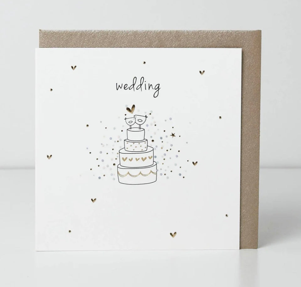 Wedding Birdie Cake Card with belly button design from Cornucopia Home and Gift, featuring a charming bird motif on a decorative cake card.