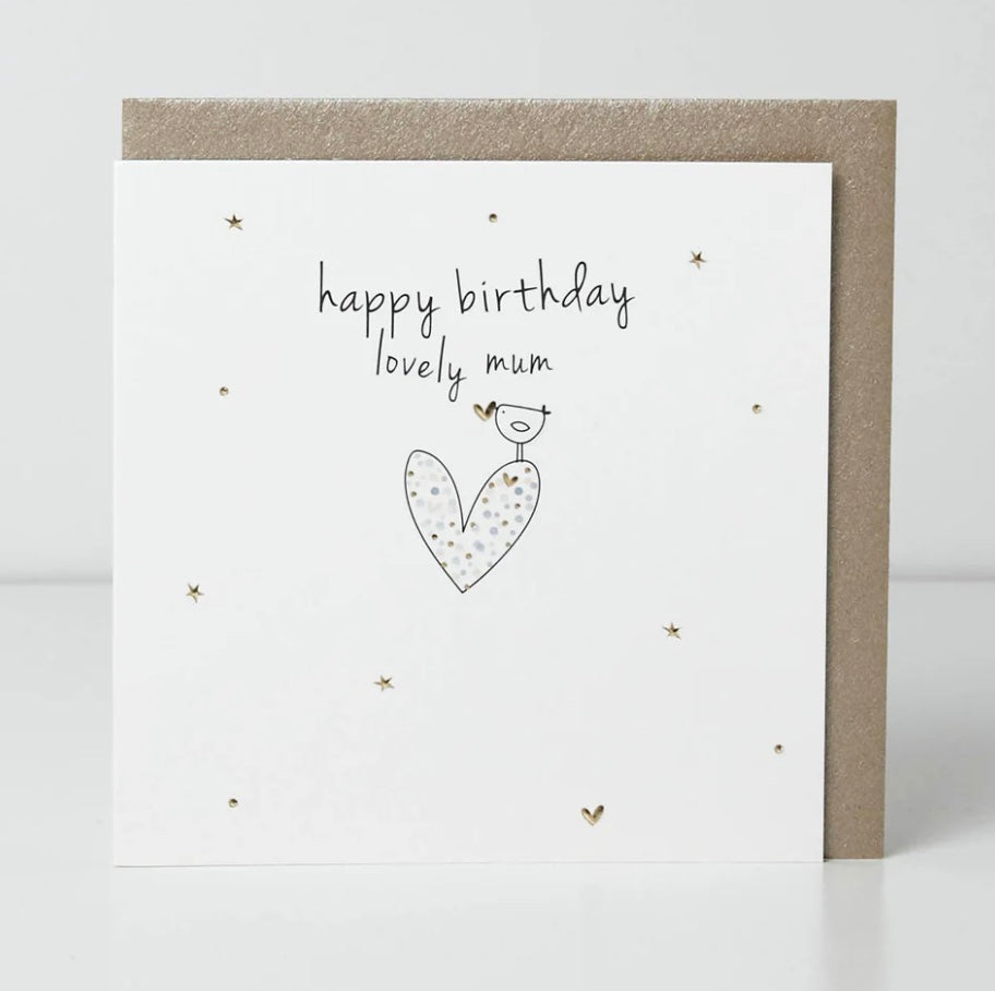 Belly button-shaped birthday card featuring a birdie and floral design, from Cornucopia Home and Gift's Birdie-Birthday collection.