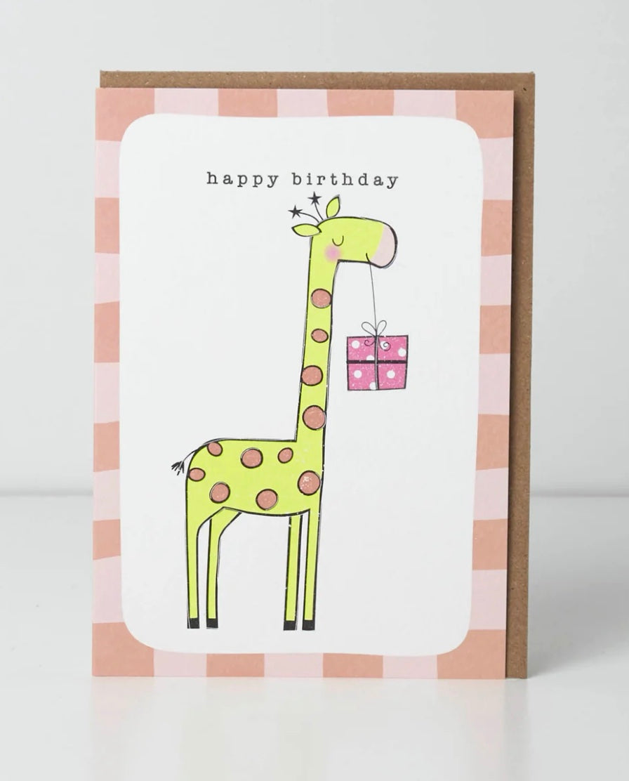 Belly button birthday card featuring a cute giraffe design from Cornucopia Home and Gift, perfect for celebrating special occasions.