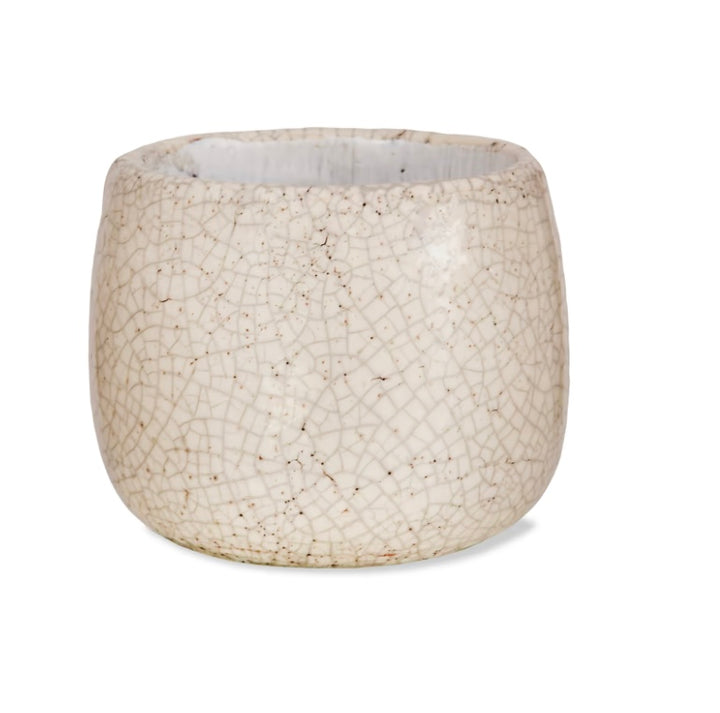 White Ravello Pot by Garden Trading, 11.5cm size, crafted by Cornucopia Home and Gift, shown on a garden surface.