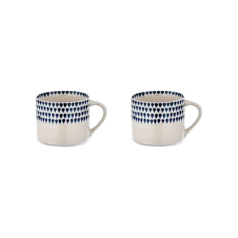 Indigo Drop Mug - Cream and Indigo - Small (Set of 2)