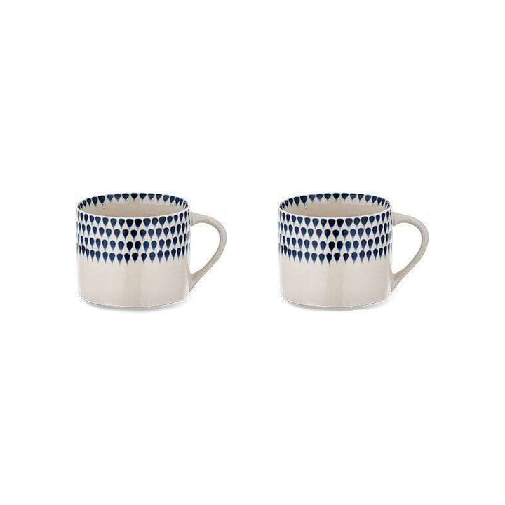 Indigo Drop Mug - Cream and Indigo - Small (Set of 2)