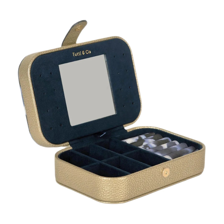 Tutti &amp; Co True Jewellery Box with multiple compartments, made of wood, featuring a natural finish and decorative design.