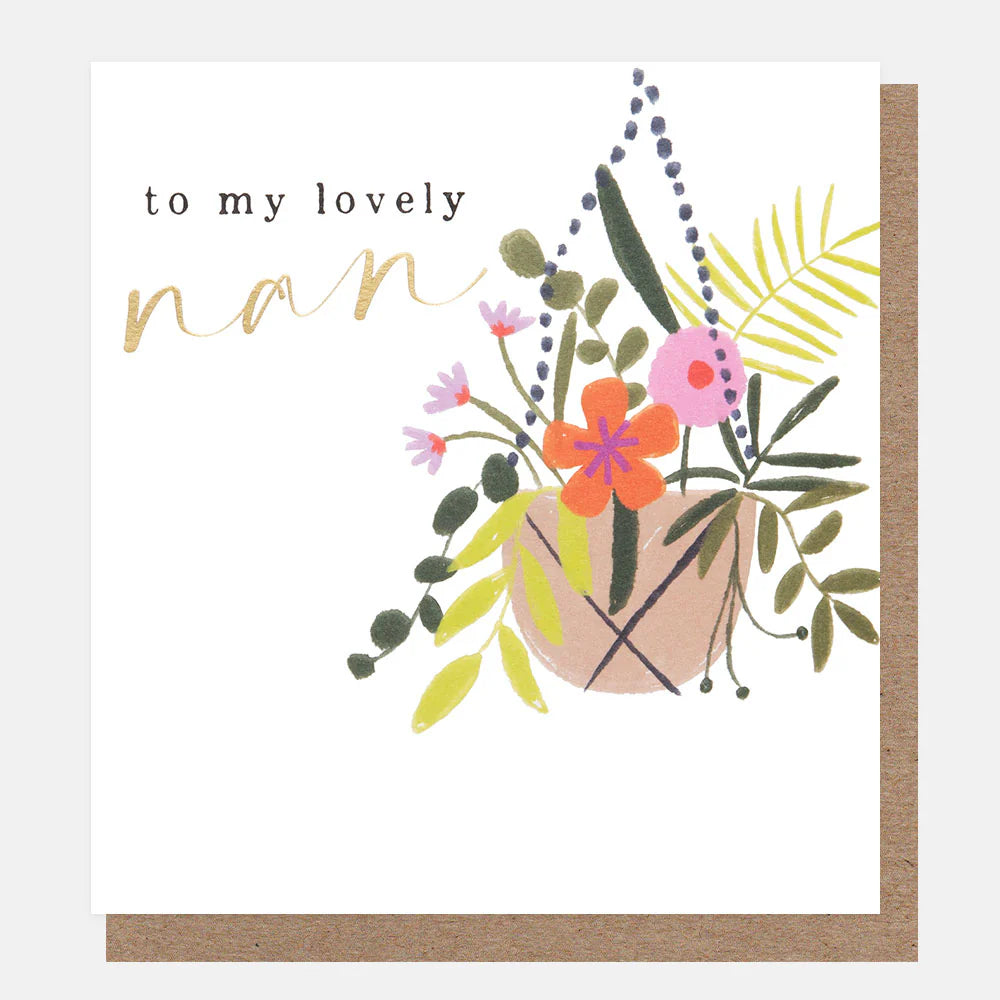 Caroline Gardner "To my lovely nan" birthday card with floral design, perfect for celebrating your grandmother's special day.
