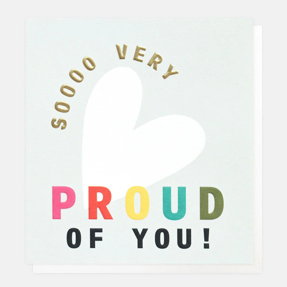 Caroline Gardner "So Very Proud Of You" heart-shaped gift with pink and white design, perfect for celebrating achievements.