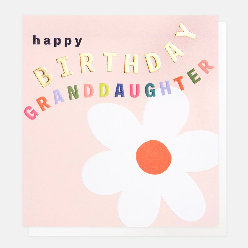 Caroline Gardner Happy Birthday Granddaughter card with colorful floral design, perfect for celebrating special occasions.