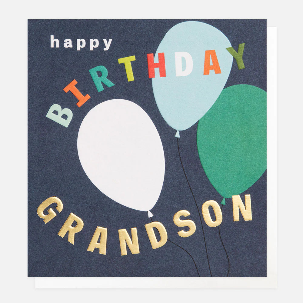 Caroline Gardner Happy Birthday Grandson card with colorful floral design, perfect for celebrating a special grandson.