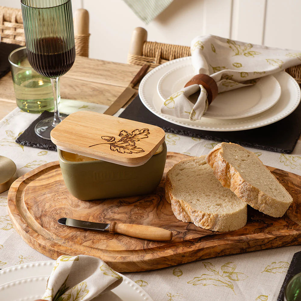 Selbrae House Autumn Acorns Butter Dish - Sage Green