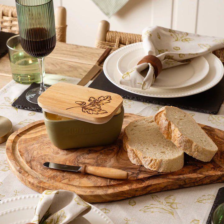 Selbrae House Autumn Acorns Butter Dish - Sage Green