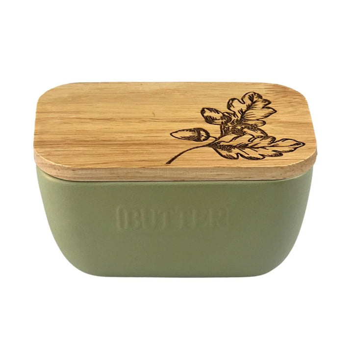 Selbrae House Autumn Acorns Butter Dish - Sage Green