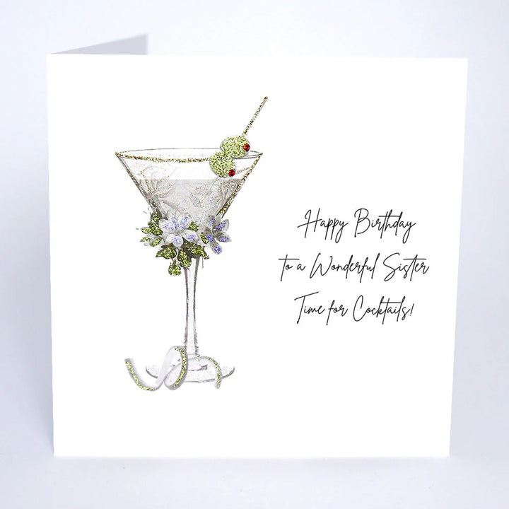 Happy birthday card featuring colorful floral design by Five Dollar Shake for a wonderful sister, from Cornucopia Home and Gift.