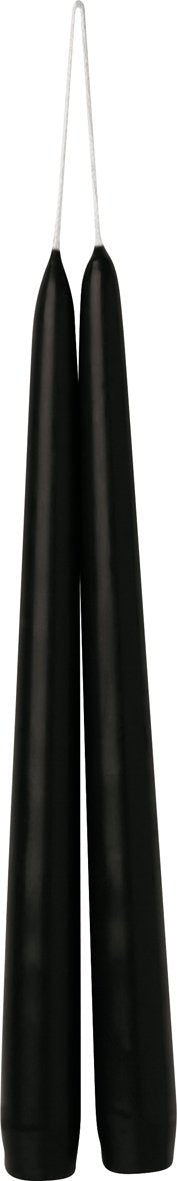 Black tapered candle from Cornucopia Home and Gift's Ideal Home Range, featuring a sleek, smooth finish and elegant tapered shape.