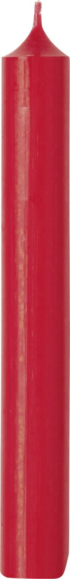 Red tapered candle from the Ideal Home Range by Cornucopia Home and Gift, displayed on a white surface.