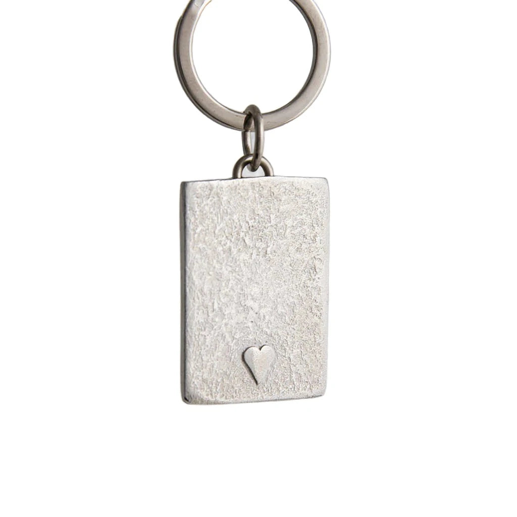 Small Lancaster and Gibbings heart-shaped keyring with raised design, crafted by Cornucopia Home and Gift.