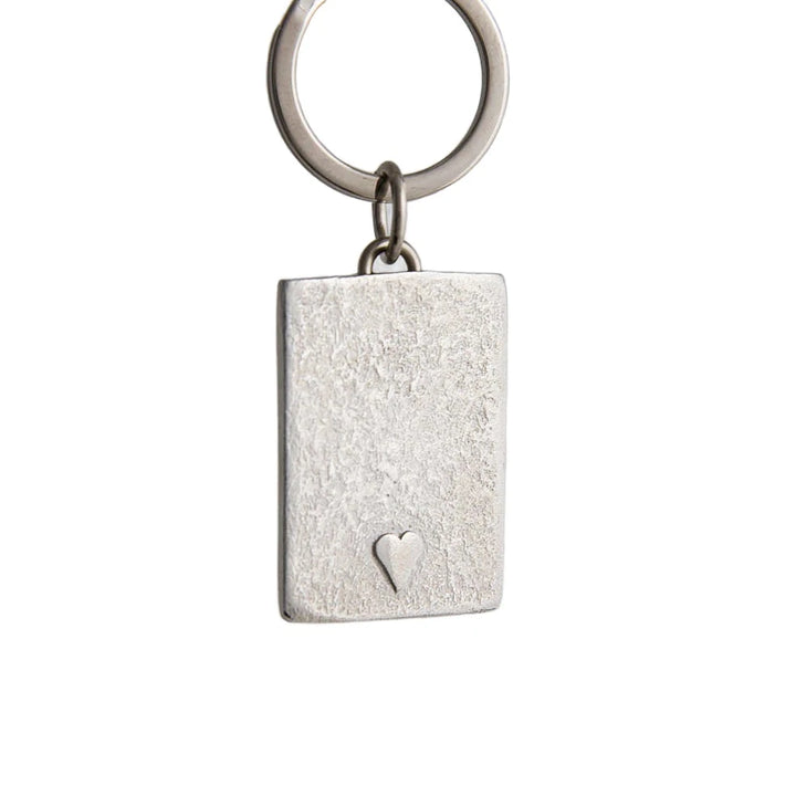 Small Lancaster and Gibbings heart-shaped keyring with raised design, crafted by Cornucopia Home and Gift.