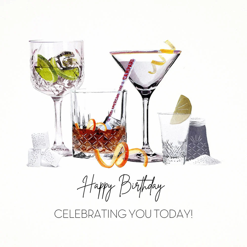 Happy Birthday Celebrating You Today card by Five Dollar Shake, featuring colorful birthday-themed illustrations and festive design.