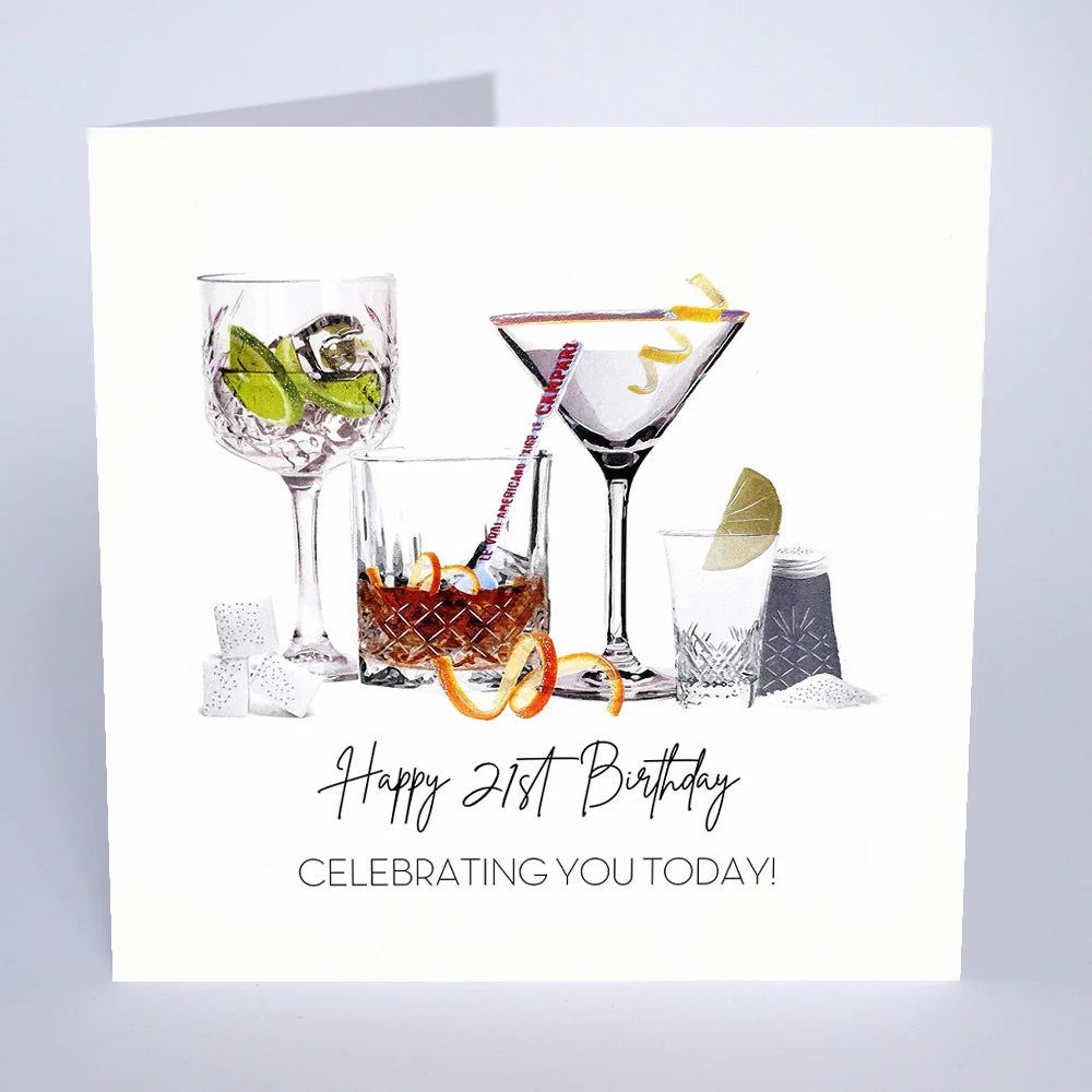Happy 21st birthday card from Five Dollar Shake featuring colorful celebrating design, perfect for Cornucopia Home and Gift.