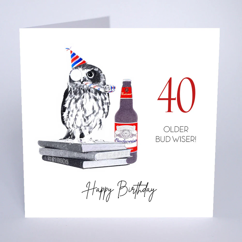 Old Bud Wiser birthday card from Five Dollar Shake by Cornucopia Home and Gift, featuring vintage-inspired design and cheerful imagery.
