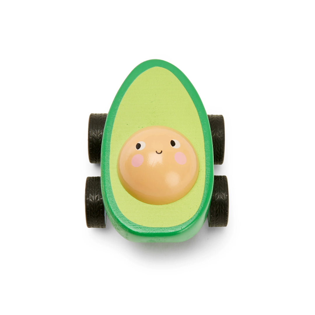 Colorful Fruit-Fun Pull Back Cars by Kikkerland, designed for kids, featuring playful fruit-themed vehicle designs.