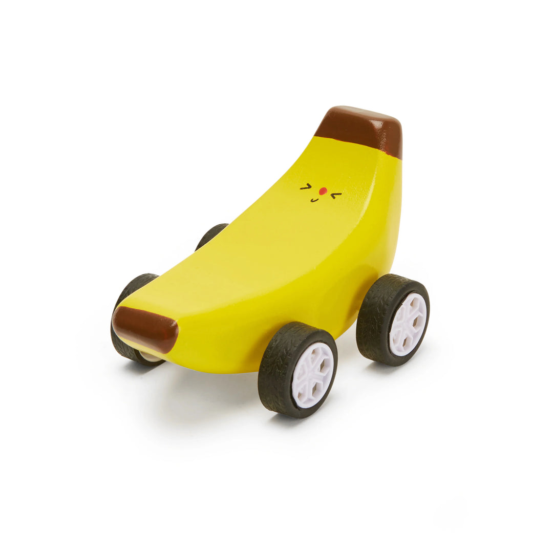 Colorful Fruit-Fun Pull Back Cars by Kikkerland featuring playful fruit designs, perfect for kids&