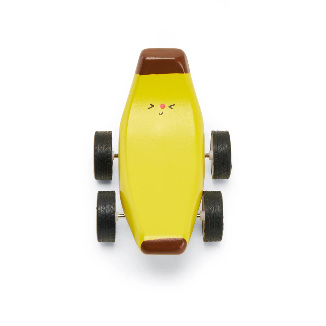 Colorful Fruit-Fun Pull Back Cars by Kikkerland, featuring vibrant fruit-themed designs, ideal for kids&