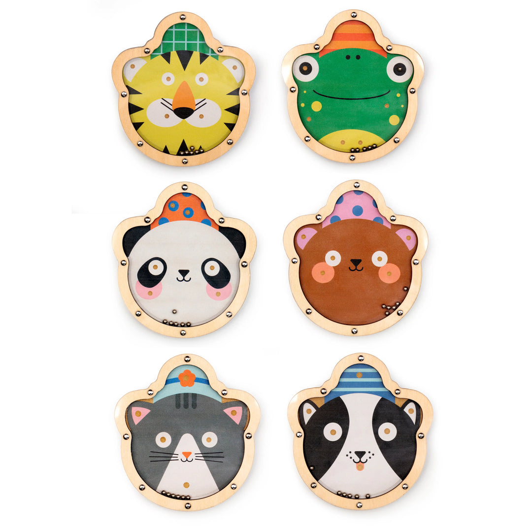 Kidoki Double Sided Tilt &amp; Roll Puzzle by Kikkerland, featuring colorful puzzle pieces on a smooth surface for kids.