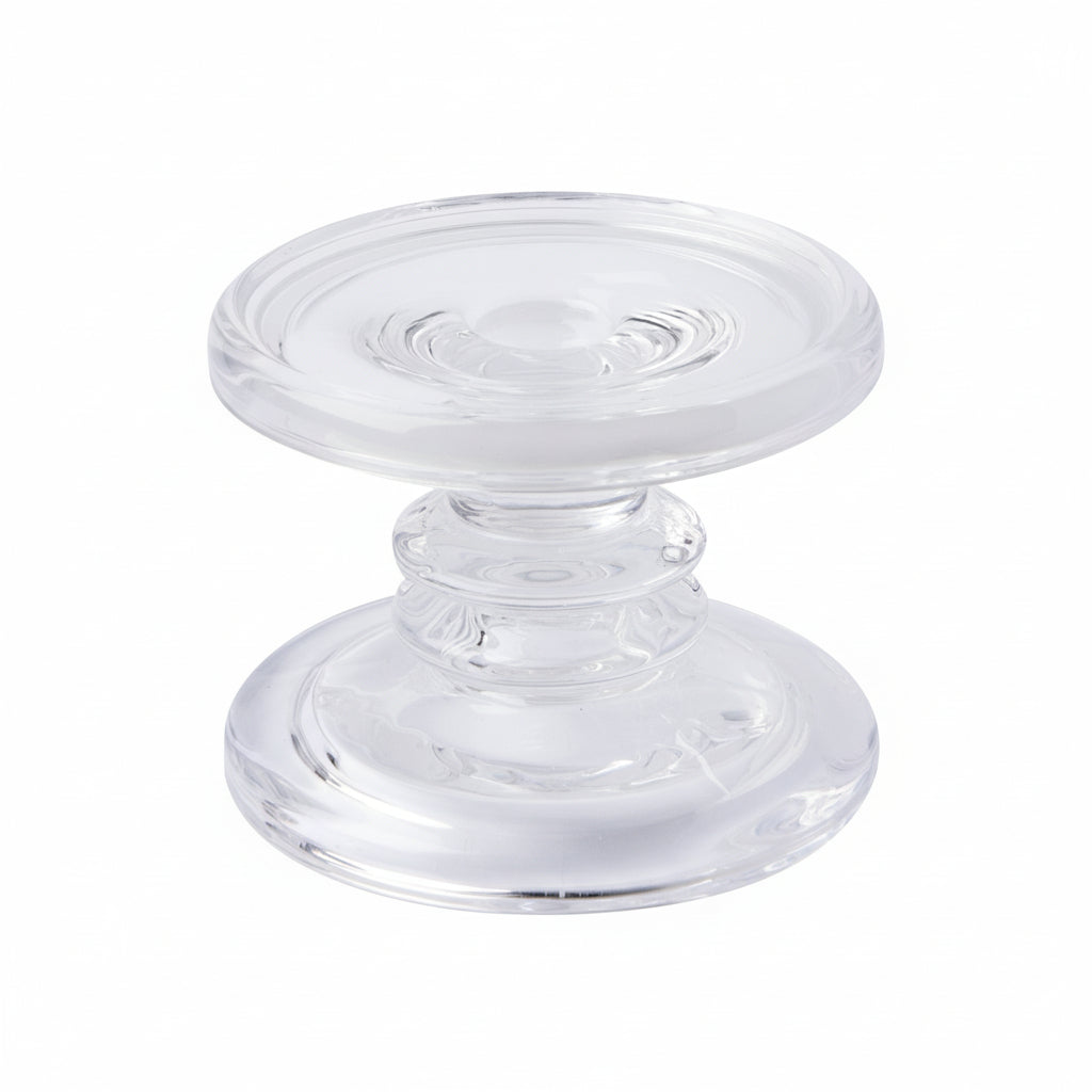 Clear glass door knob on a white background