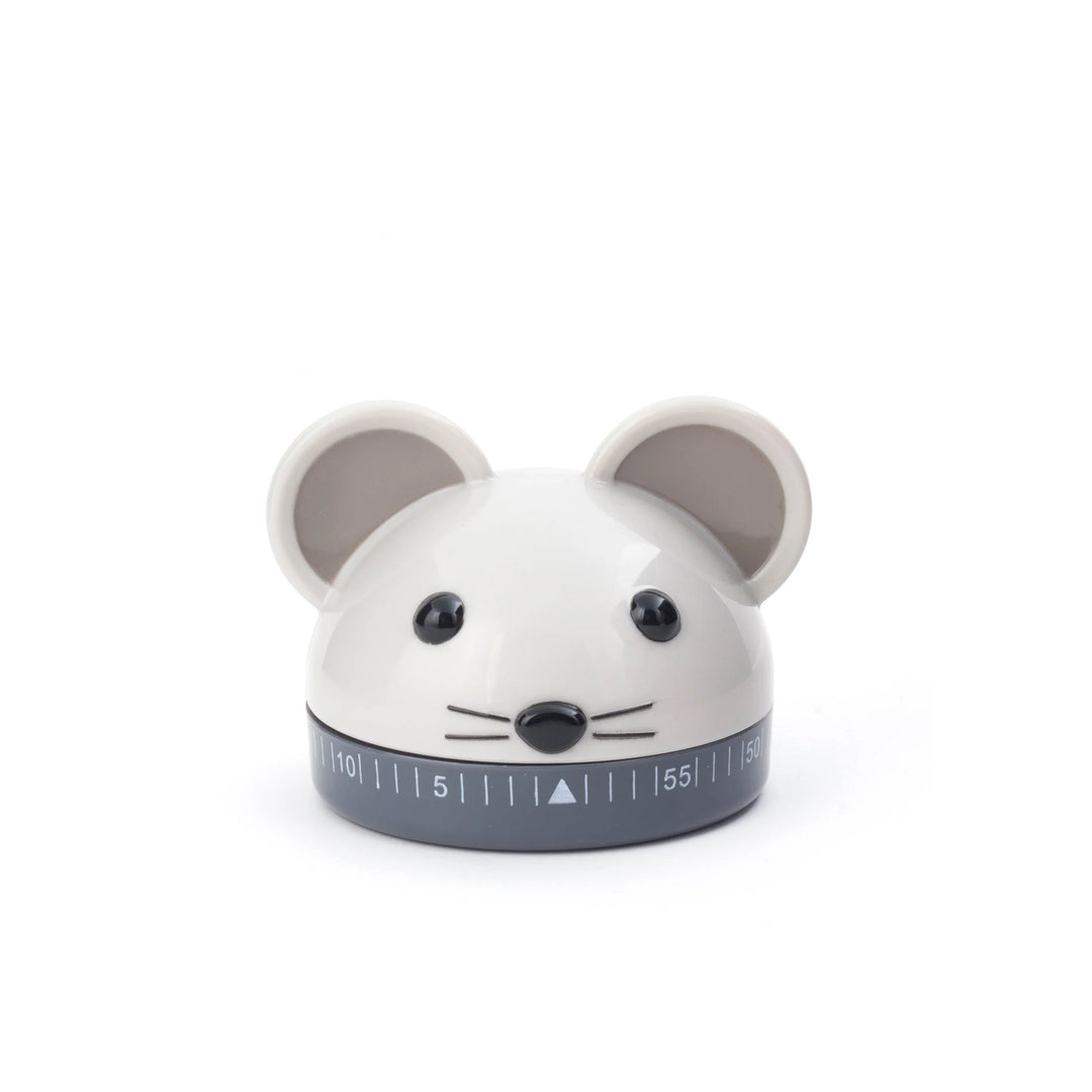 Kikkerland Mouse Kitchen Timer by Cornucopia Home and Gift, small plastic timer shaped like a mouse for cooking and baking.