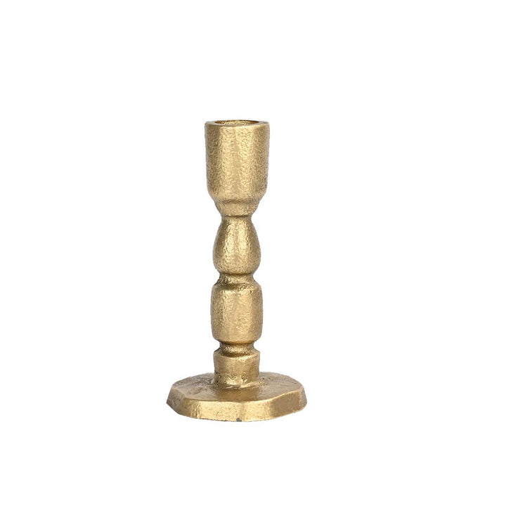 Gold Cast Iron Taper Candle Holder - Large