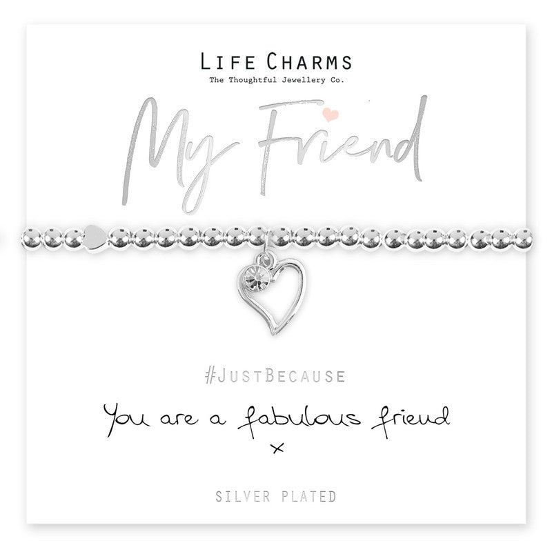 Life Charms Fabulous Friend Heart Bracelet with charm and beads, featuring a heart design, from Cornucopia Home and Gift.