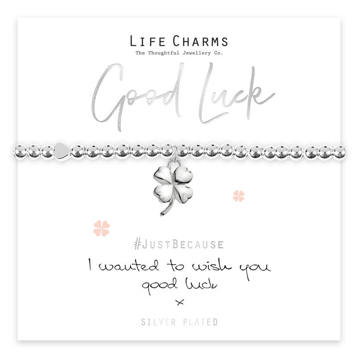 Life charms wish you good luck bracelet by Cornucopia Home and Gift with a silver charm and adjustable cord.