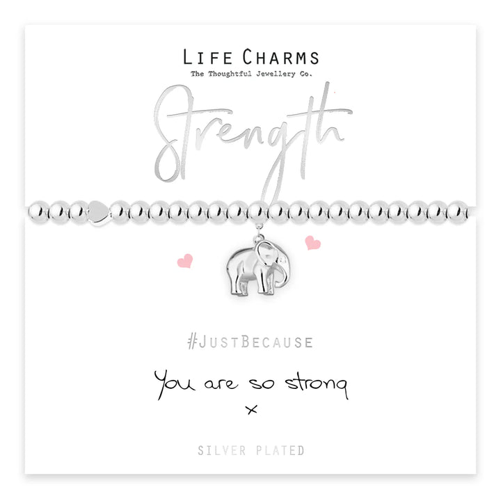 You Are So Strong Silver-Plated Elephant Charm Bracelet