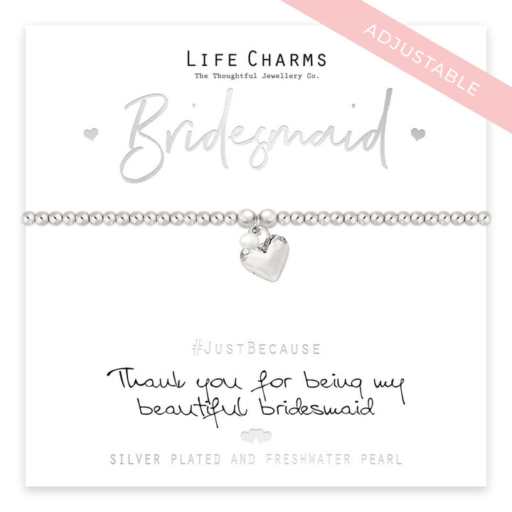 Thank You Bridesmaid bracelet from Life Charms by Cornucopia Home and Gift, featuring a delicate design with a heartfelt message.