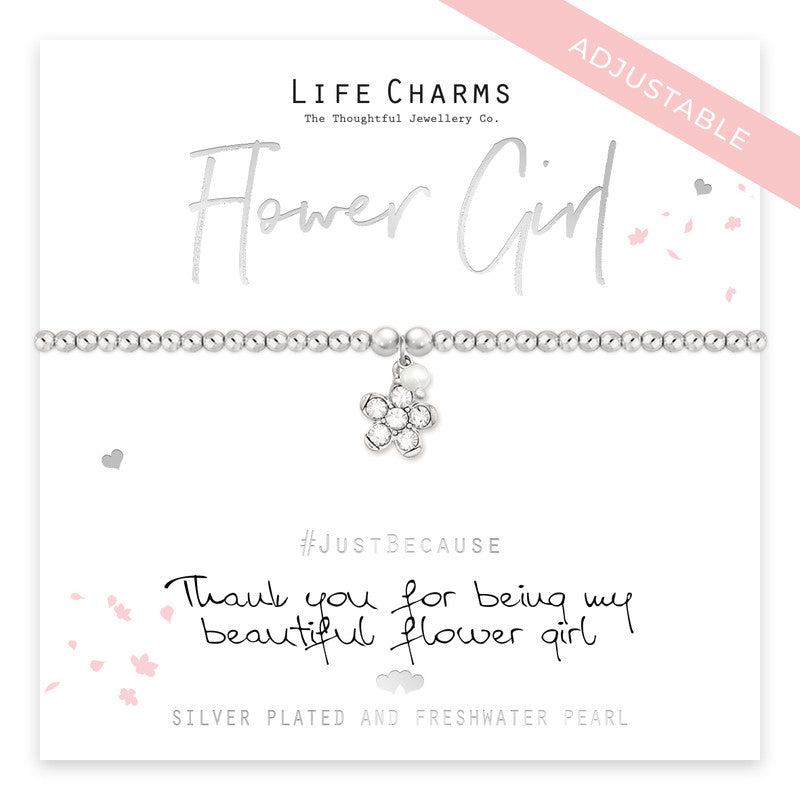 Thank You Flower Girl Bracelet from Life Charms by Cornucopia Home and Gift, featuring a delicate floral design.