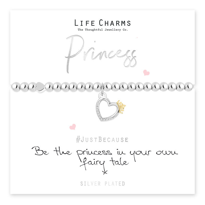 Life Charms Princess Bracelet featuring delicate charms on a silver-tone band, perfect for a charming accessory.