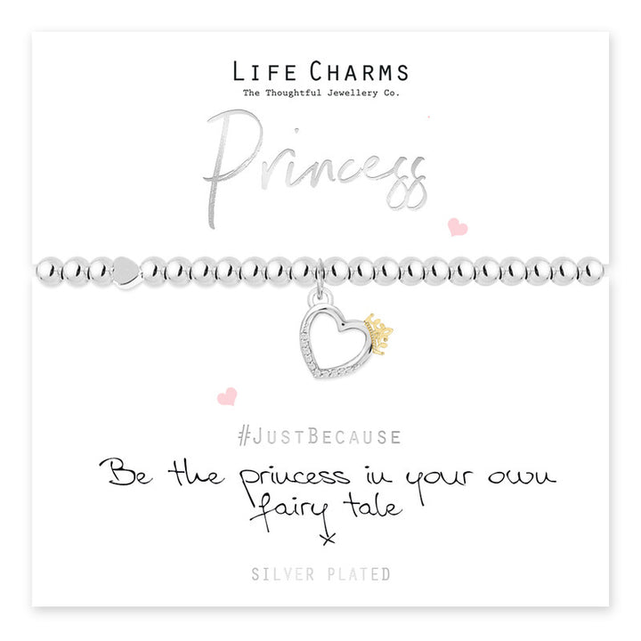 Life Charms Princess Bracelet featuring delicate charms on a silver-tone band, perfect for a charming accessory.
