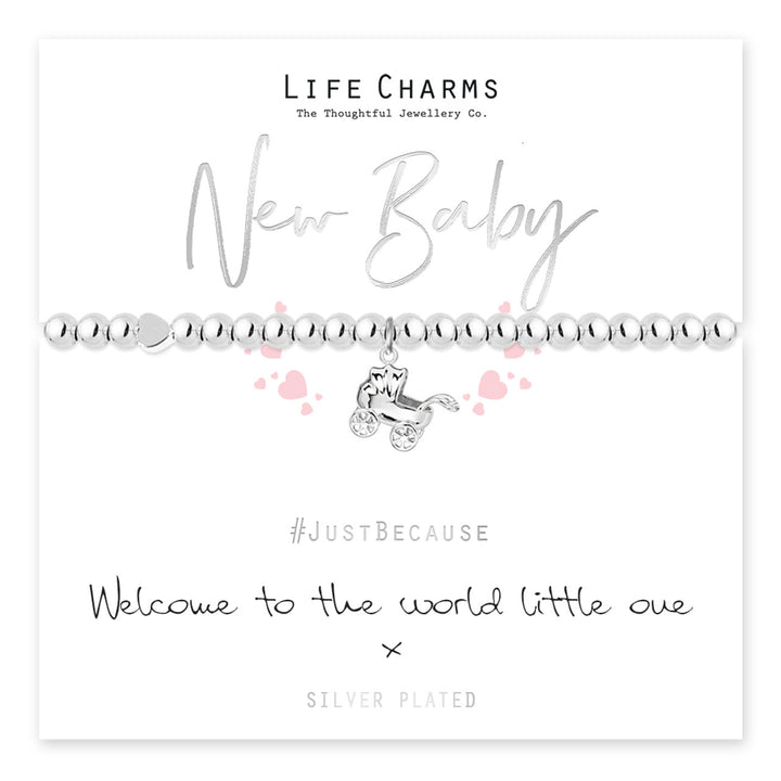 New baby bracelet with life charms from Cornucopia Home and Gift, featuring delicate design and meaningful charms.