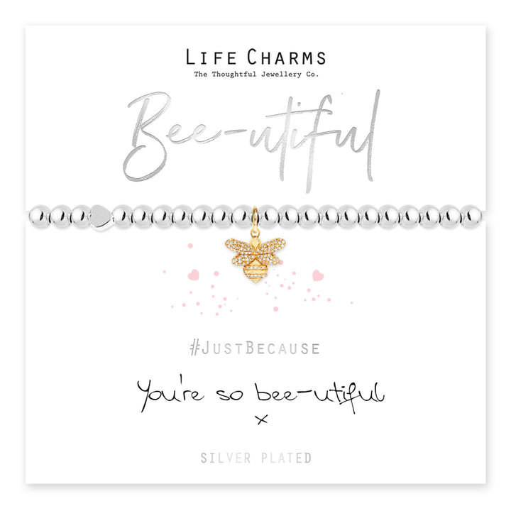 Bee-utiful Bee Charms bracelet by Cornucopia Home and Gift featuring delicate life charms on a silver band.