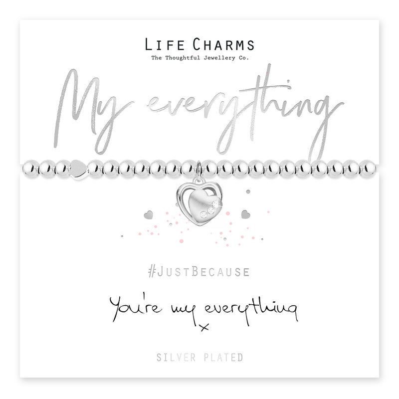 Life charms bracelet called My Everything by Cornucopia Home and Gift, featuring delicate charm details on a silver band.