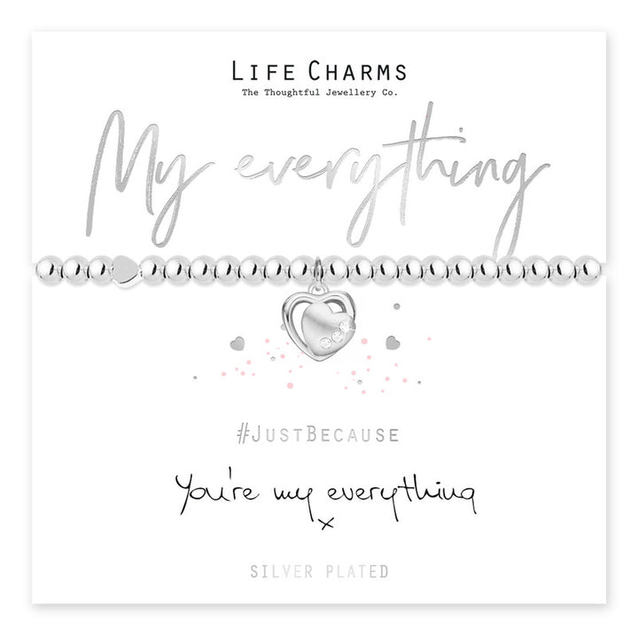 Life charms bracelet called My Everything by Cornucopia Home and Gift, featuring delicate charm details on a silver band.
