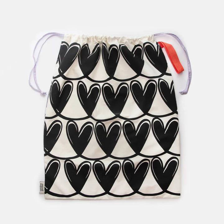 Caroline Gardner Laundry Bag Black Linked Hearts