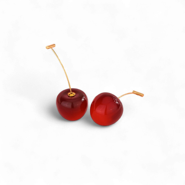 Dark Red Cherry Thread Through Earrings