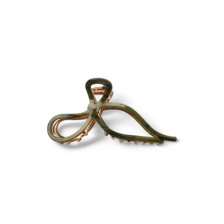Green Ribbon Claw Hair Clip