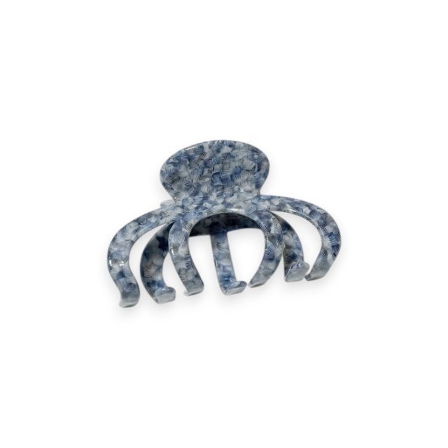 Blue &amp; White Patterned Claw Hair Clip