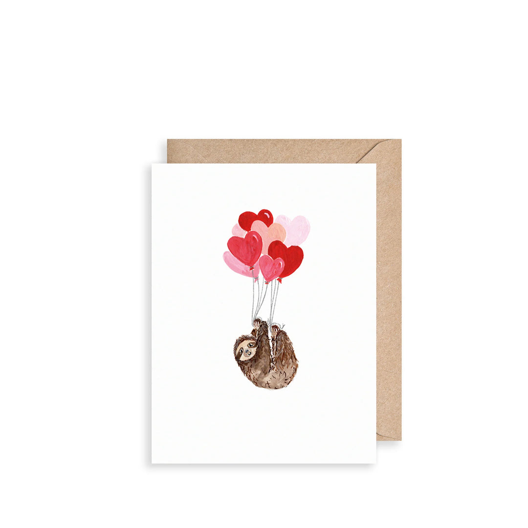 Sloth and Heart Balloons Mini Card