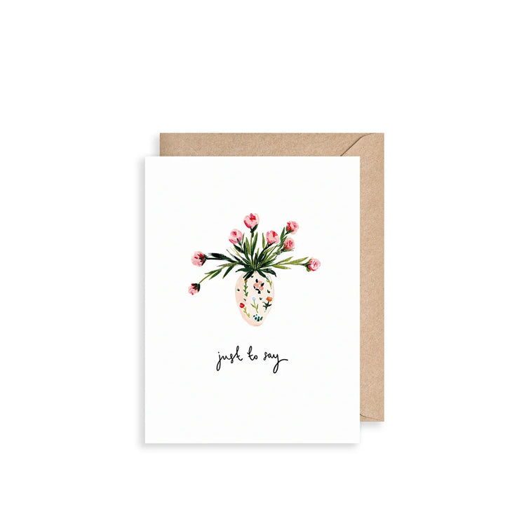 Vase of Flowers Just to Say Mini Card