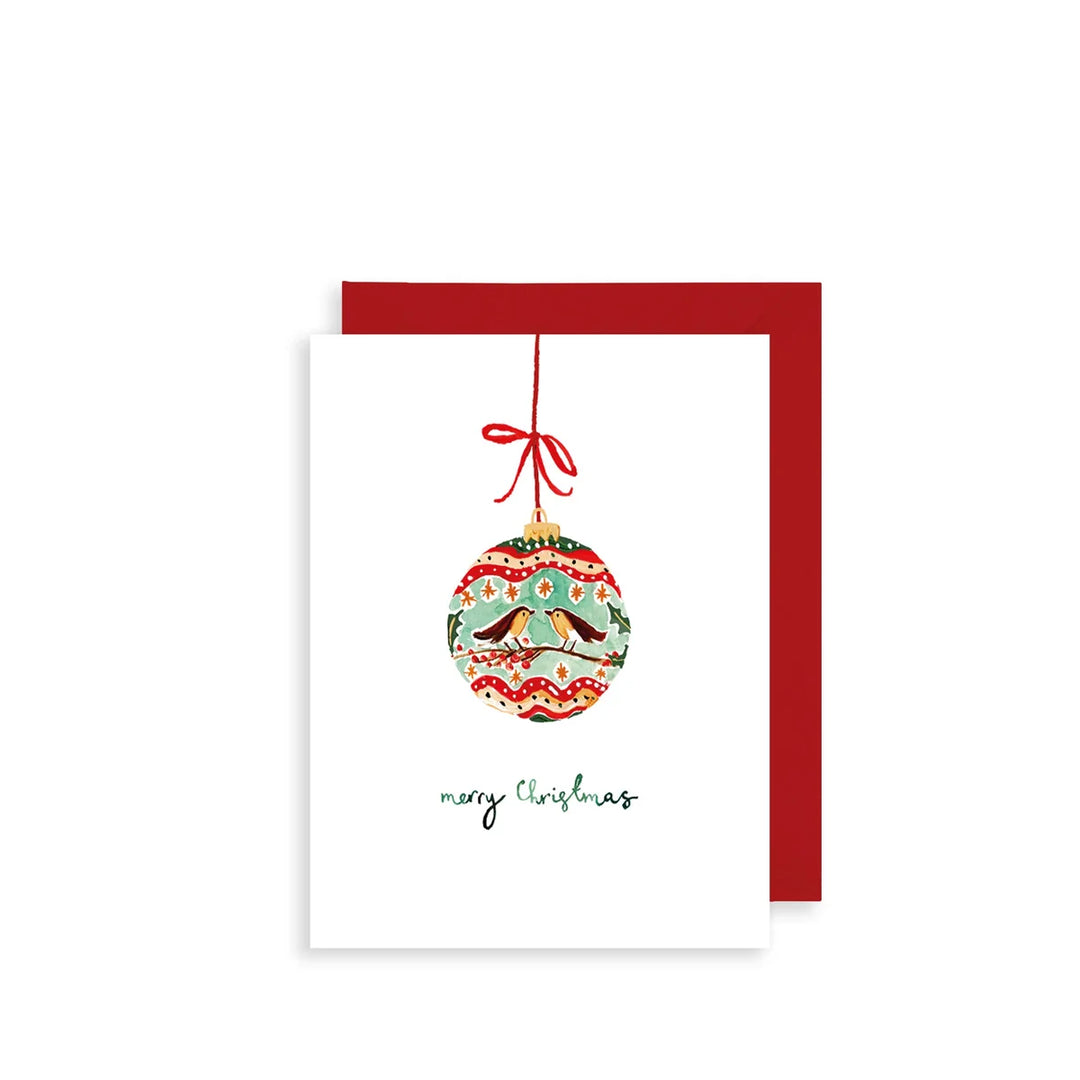 Robin Bauble Mini Christmas Card